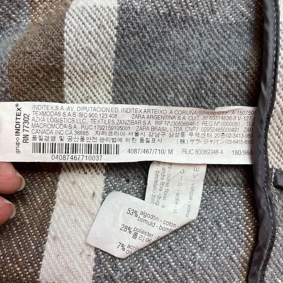 Zara Heavy Twill Overshirt Shacket Mens M Tan Gray Plaid Relaxed Fit Shirt - Picture 7 of 10